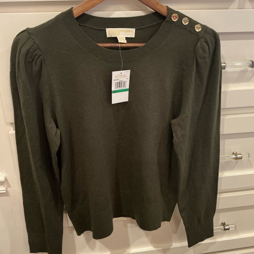 MICHAEL Michael Kors Olive Button-Accent soft sweater - Picture 2 of 8